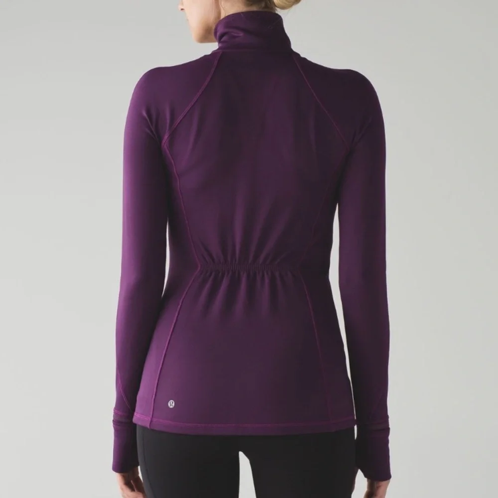 Lululemon First Mile 1/4 Zip Darkest Magenta Purple Stretch Pullover size 8